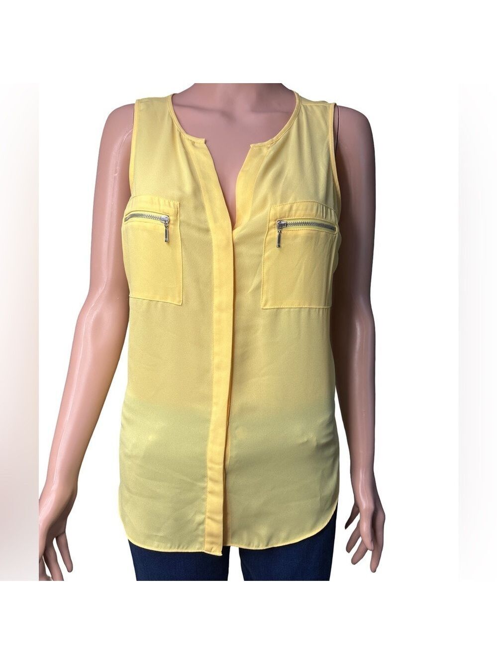 INC International Concepts Sleeveless Yellow Button up Blouse Size 6 NWOT